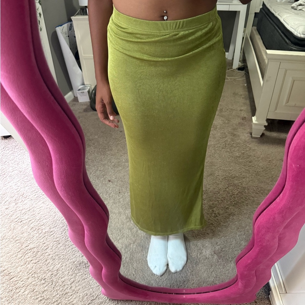 Elegant Olive Green Maxi Skirt